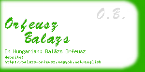 orfeusz balazs business card