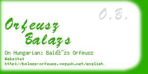 orfeusz balazs business card